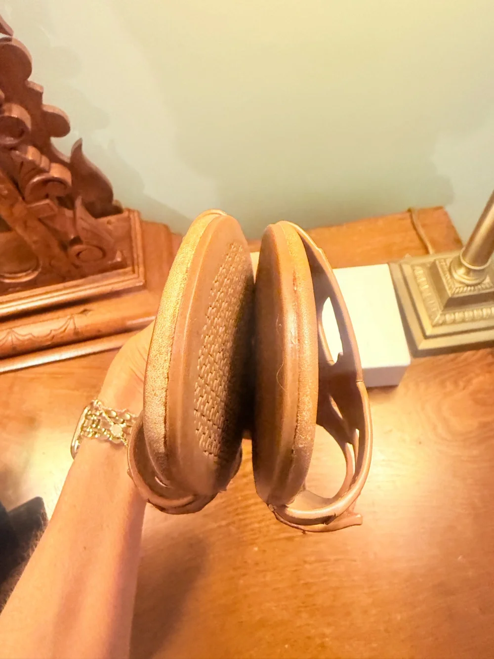 Tory Burch Cognac Leather Cutout Slingback Sandals Size 8